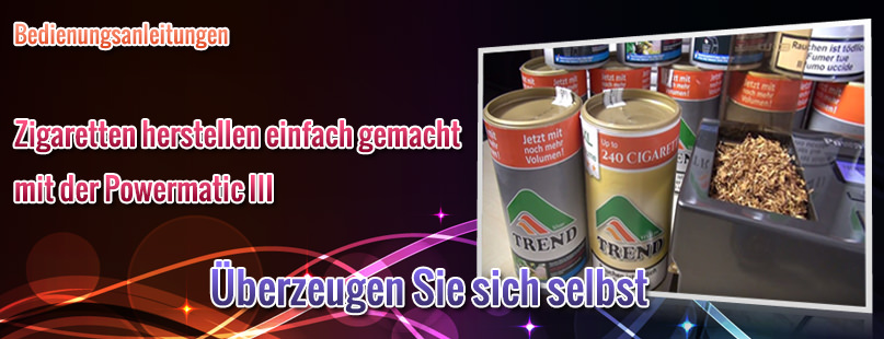 Bedienungsanleitung Powermatic 3 Zigarettenmaschine günstig online kaufen / bestellen im Online Tabak Shop von Tabac-Trends.ch